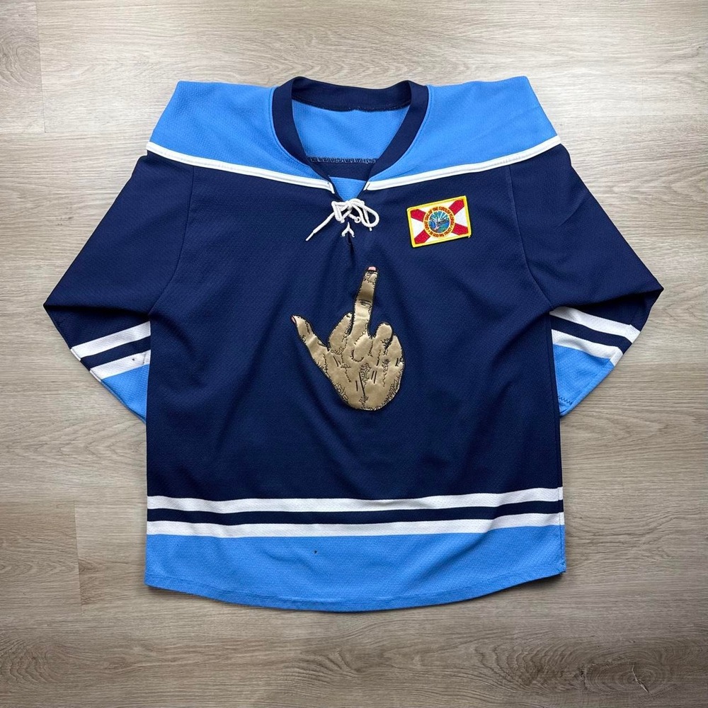 Athletic Knit AK State Of Florida Middle Finger Lace Up Hockey Jersey XL